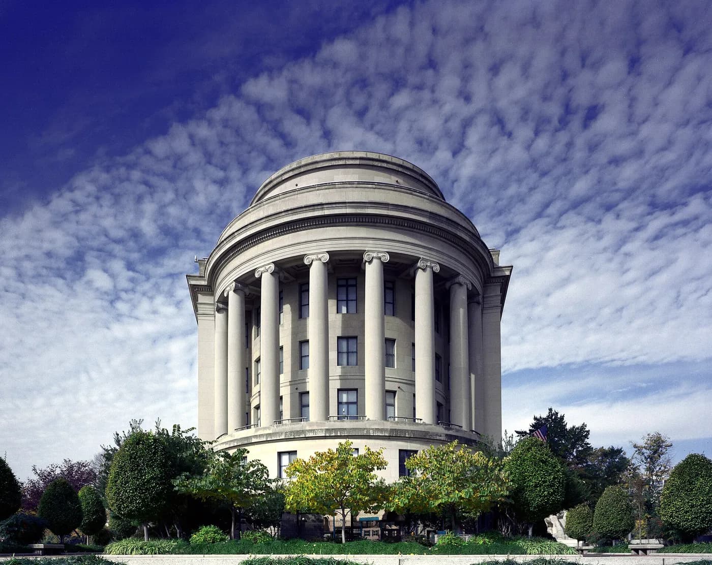 The Federal Trade Commission building on Pennsylvania Avenue in Washington. The civil investigative demands sent to OpenAI and Anthropic came from this headquarters.